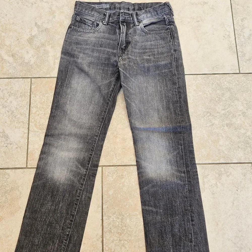GAP Kids Boy's Straight Leg Jeans, Faded Black, Sz 14 Reg